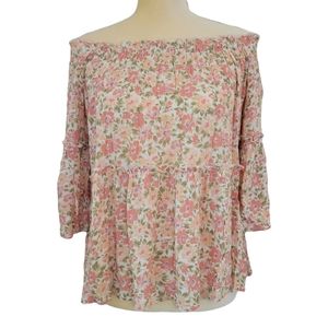 American Eagle Floral Off Shoulder Blouse Size S
